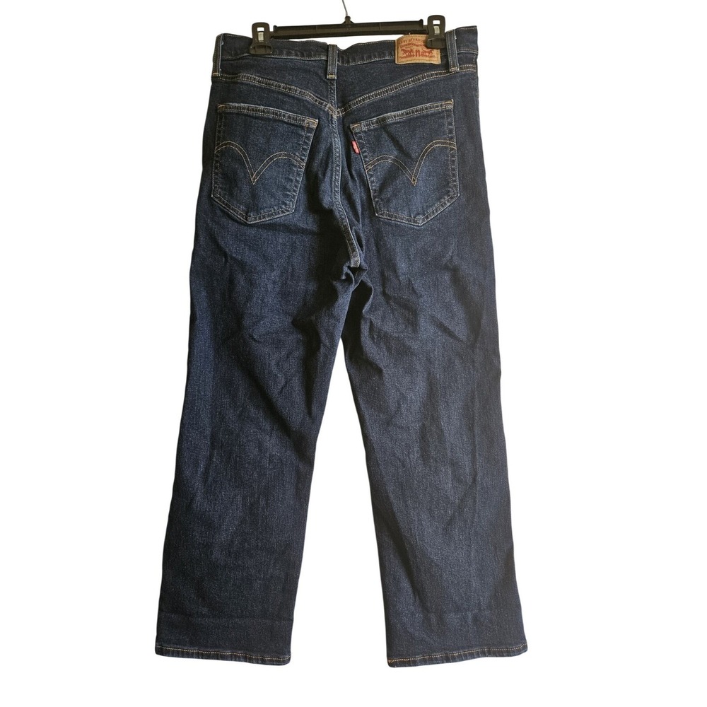 Levi's Jeans Womens 31 Dark Wash Ribcage Straight Ankle‎ Distressed High Rise